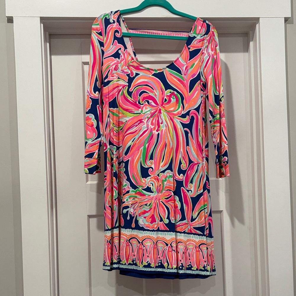 Lilly Pulitzer Pink and Blue Floral Long Sleeve Dress